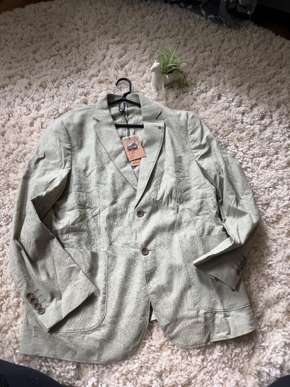 Light PJ Palas jones NWT Light Sage Men's Blazer - Single-Breasted Linen Blend b